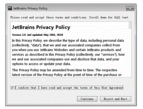 PyCharm用戶(hù)協(xié)議界面